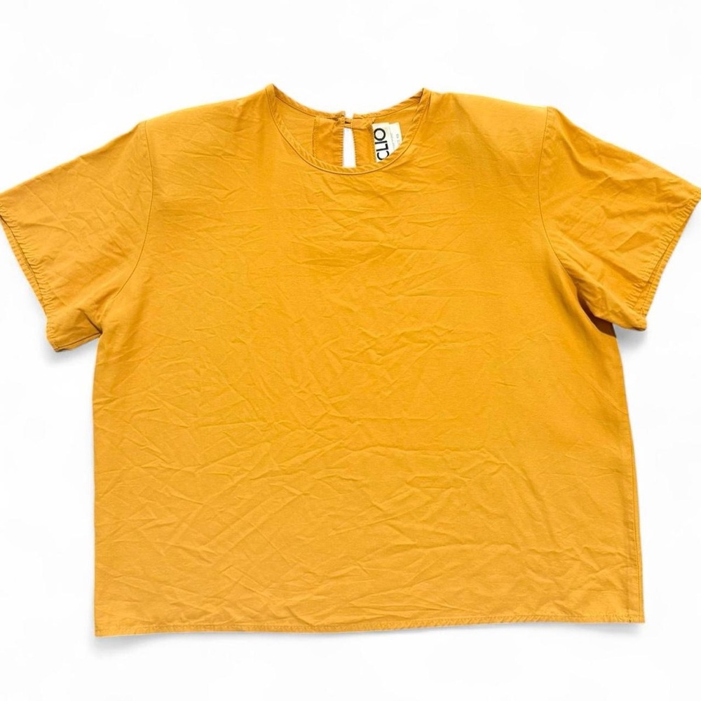 Vintage Clio mustard Yellow cropped boxy square top with keyhole detail
